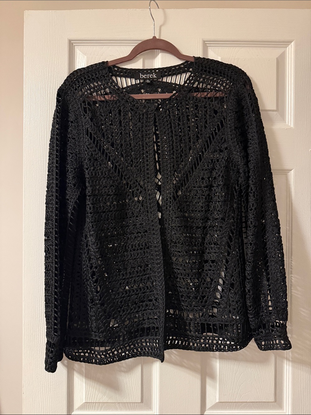 berek Black Crochet Open Knit Cardigan